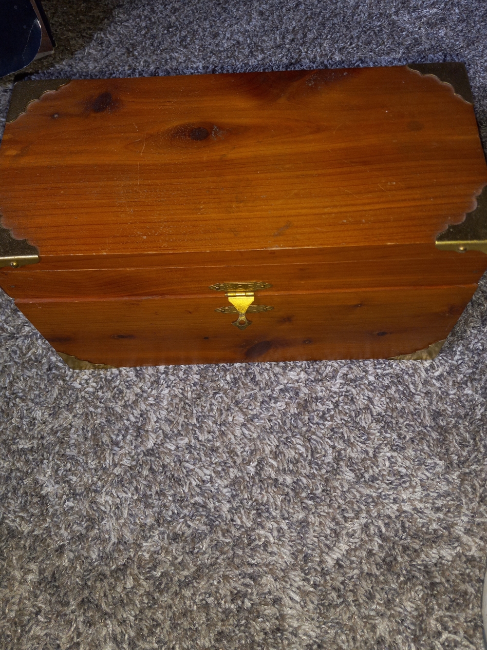 Wooden Jewelry Storage Chest with Brass Accents - Brown